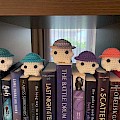 The second half of my mushroom amigurumi rainbow, on top of my book rainbow