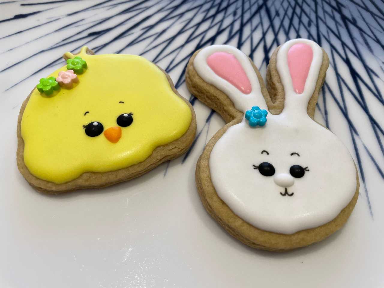 Easter cookies; chick and bunny